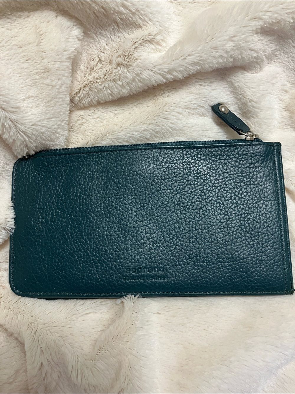 Soprano Pebble Grain Leather Cardholder Wallet Hunter Green